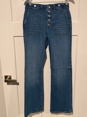LOFT Medium Blue High-Rise Button-Front Jeans Size 28/6 EUC
